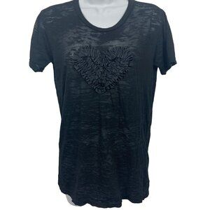 Jamie Kreitman Heart T Shirt Womens Medium Black Burnout Embellished Y2K